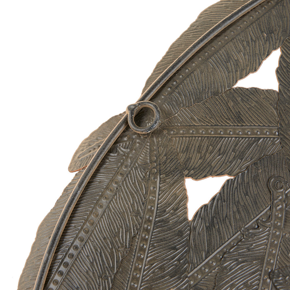 Textured Feather Metal Disc Wall Decor Set