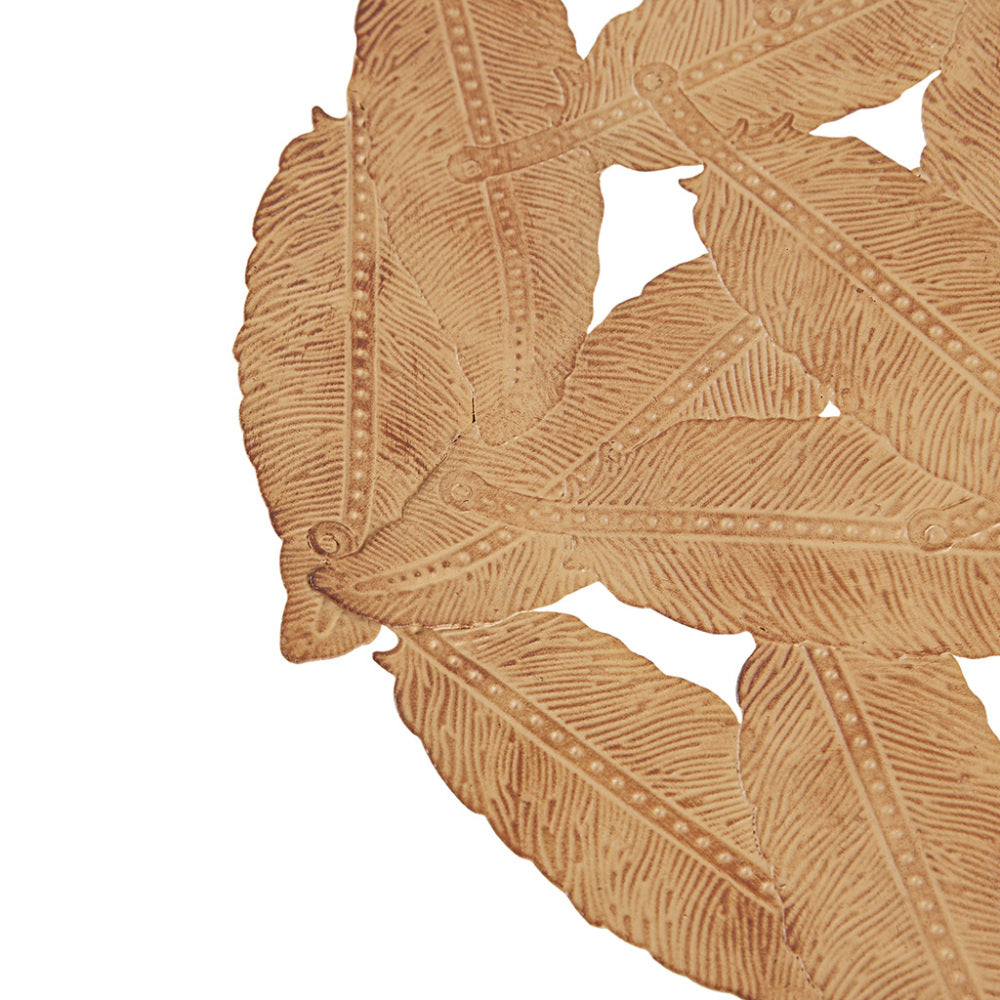 Textured Feather Metal Disc Wall Decor Set