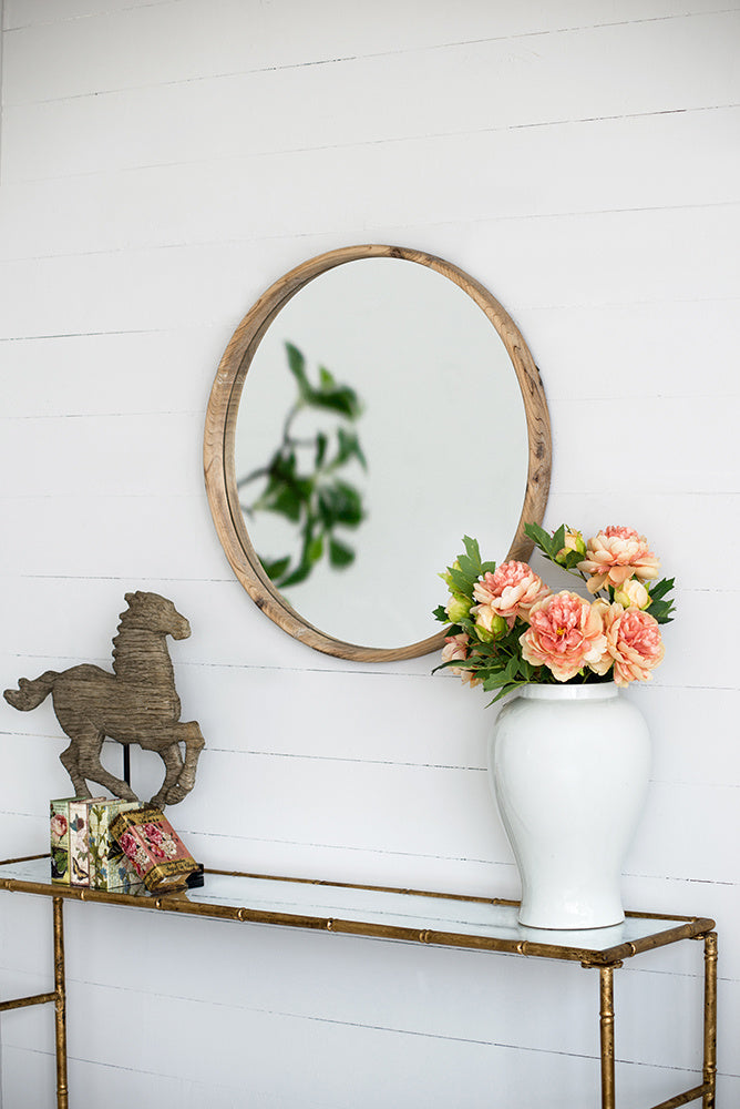 Round Wood Mirror