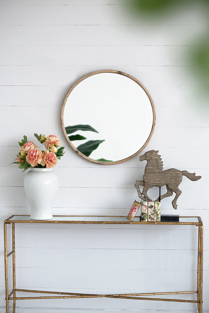 Round Wood Mirror
