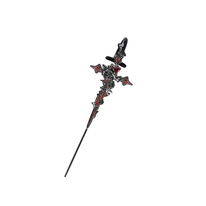 Halloween Cross Thorn Rose Pendant Earrings