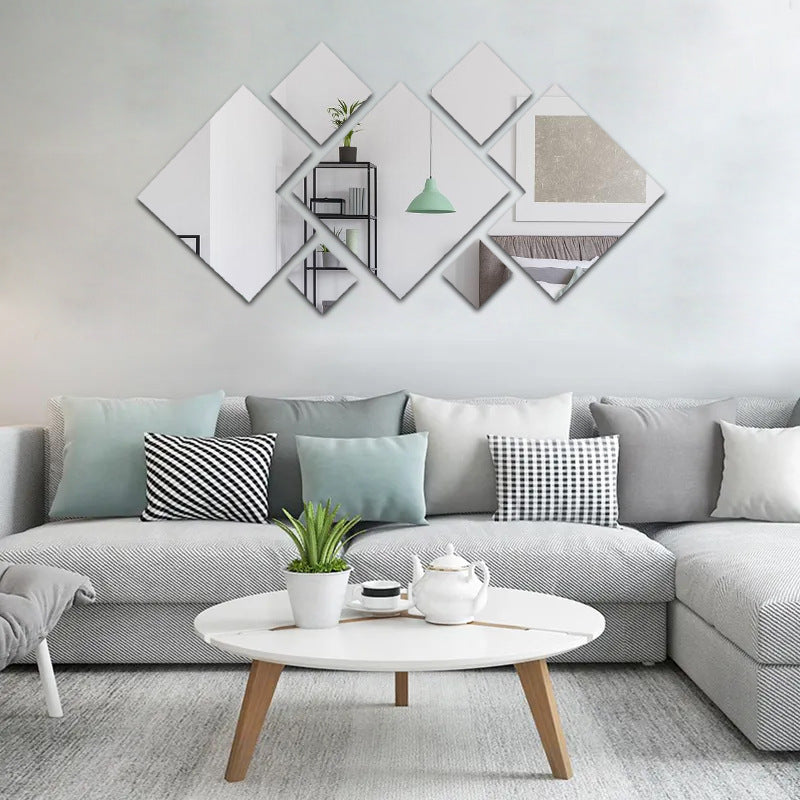 Acrylic Rhombus Wall Mirror Home Decor