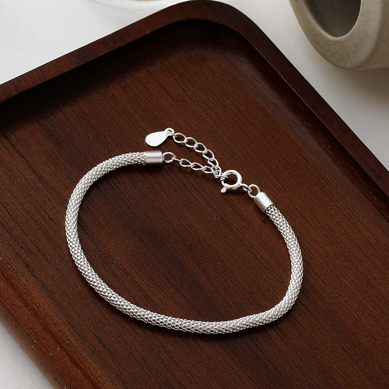 Silver Sparkling Cylinder Mesh Bracelet